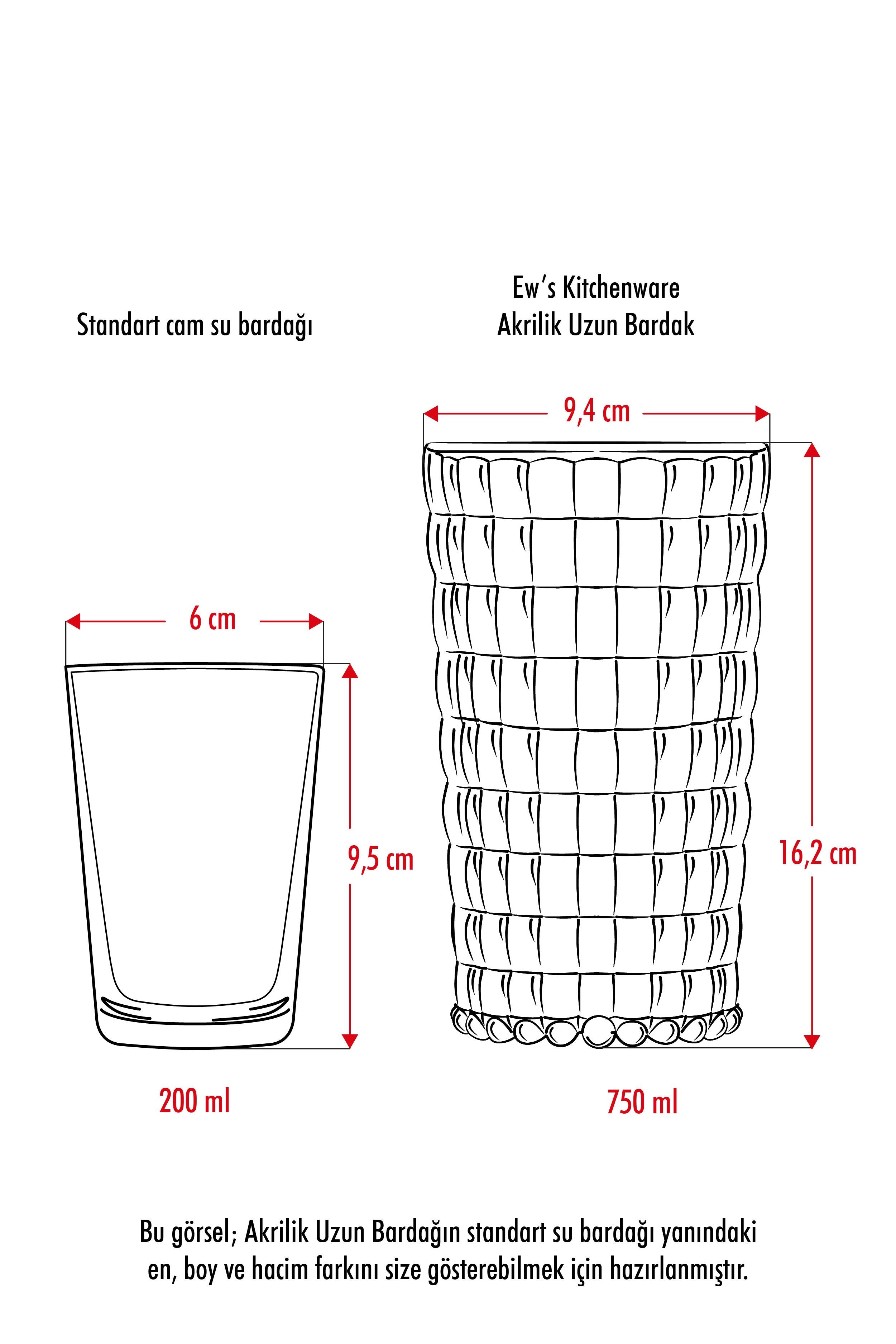 Allegra Koyu Yeşil Bardak - 750 ml Tekli Akrilik Malzeme - Cam Değildir Kırılmaya Dayanıklı