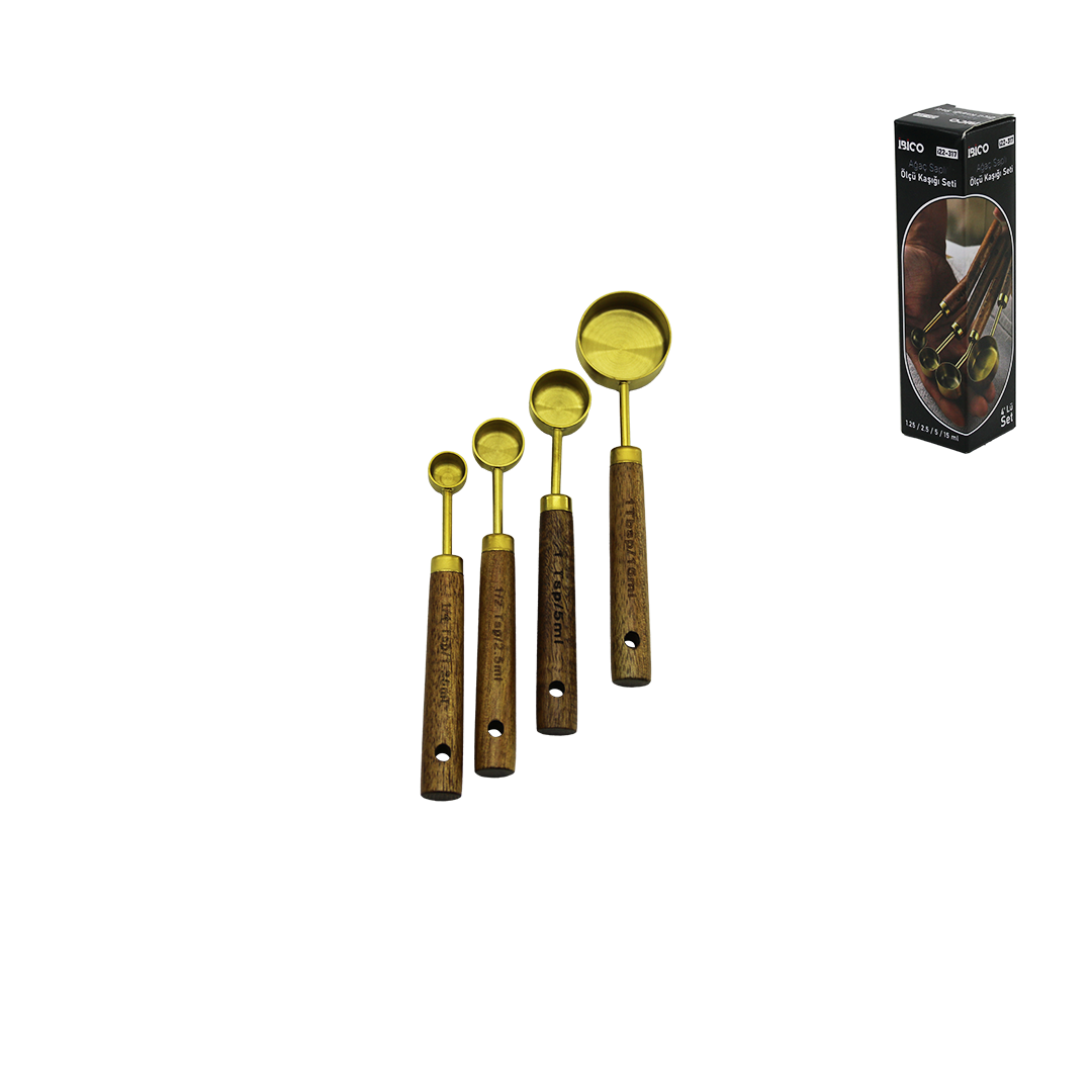 Altın Renk Metal 4lü Ölçü Kaşık Seti (15ml, 5ml, 2.5ml, 1.25ml)