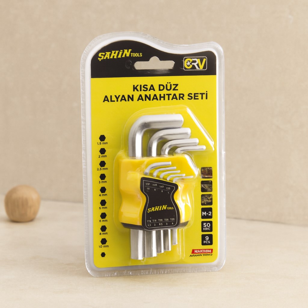 Alyan Anahtar Seti 9 Parça Kısa Düz (1.5?10 mm)