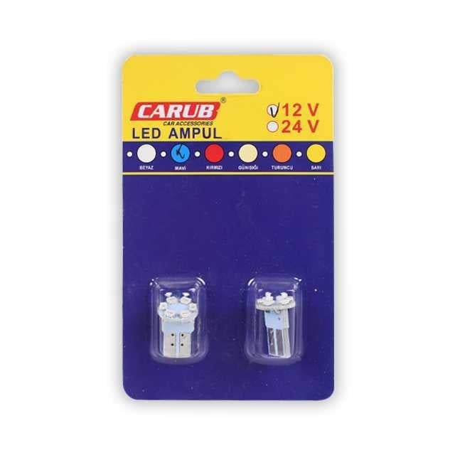 Ampul 12V T-10 6Led SMD Fiber Fariçi Mavi 1 Adet