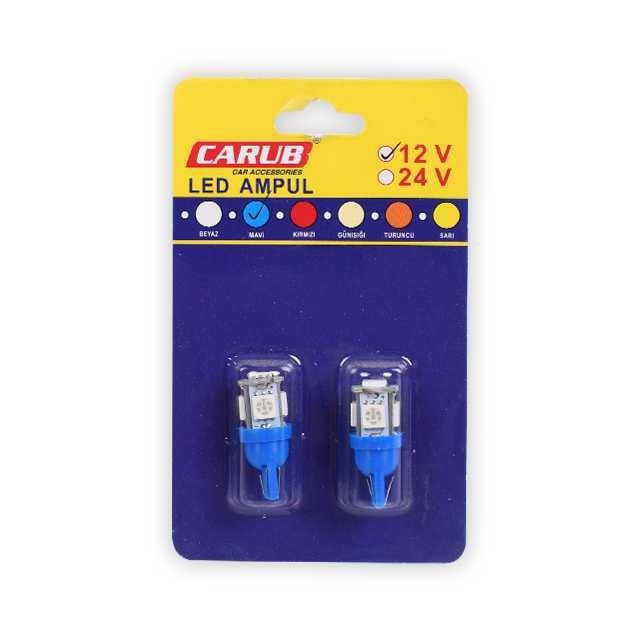Ampul 12V T10  5Led  Fariçi Mavi Br040 02 34 1 Adet