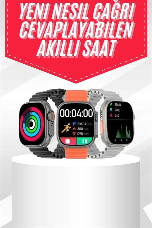 Android ve İOS Uyumlu Uyku ve Sağlık Takibi Yapabilen 3 Kordonlu Akıllı Saat