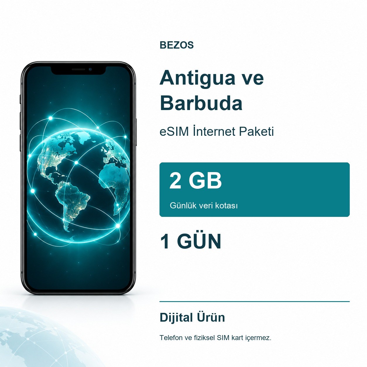 Antigua ve Barbuda eSIM İnternet Paketi Günlük 2 GB 1 Gün