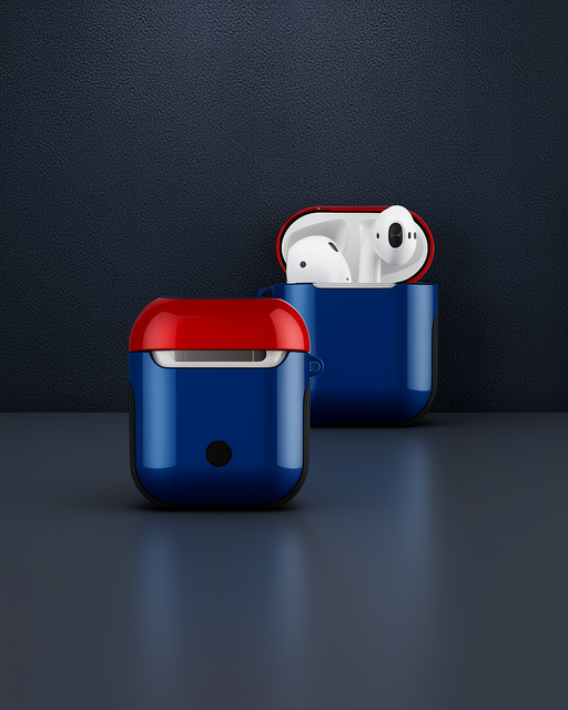 Apple Airpods 2 (2.nesil) 3in1 Kılıf - Lacivert-kırmızı