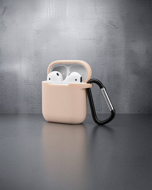 Apple Airpods 2 (2.nesil) Sert Silikon Kılıf - Bej