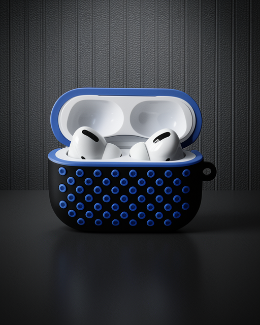 Apple Airpods Pro 2 (2.nesil) Spor Delikli Kılıf - Siyah-mavi