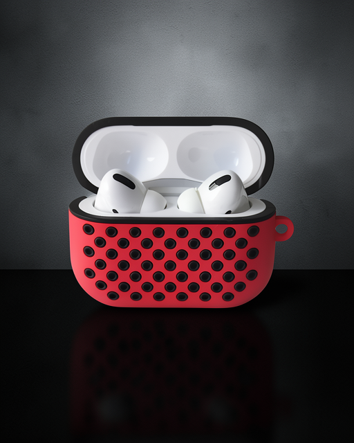 Apple Airpods Pro 2 (2.nesil) Spor Delikli Kılıf - Kırmızı-siyah