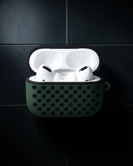 Apple Airpods Pro 2 (2.nesil) Spor Delikli Kılıf - Haki Yeşil-siyah