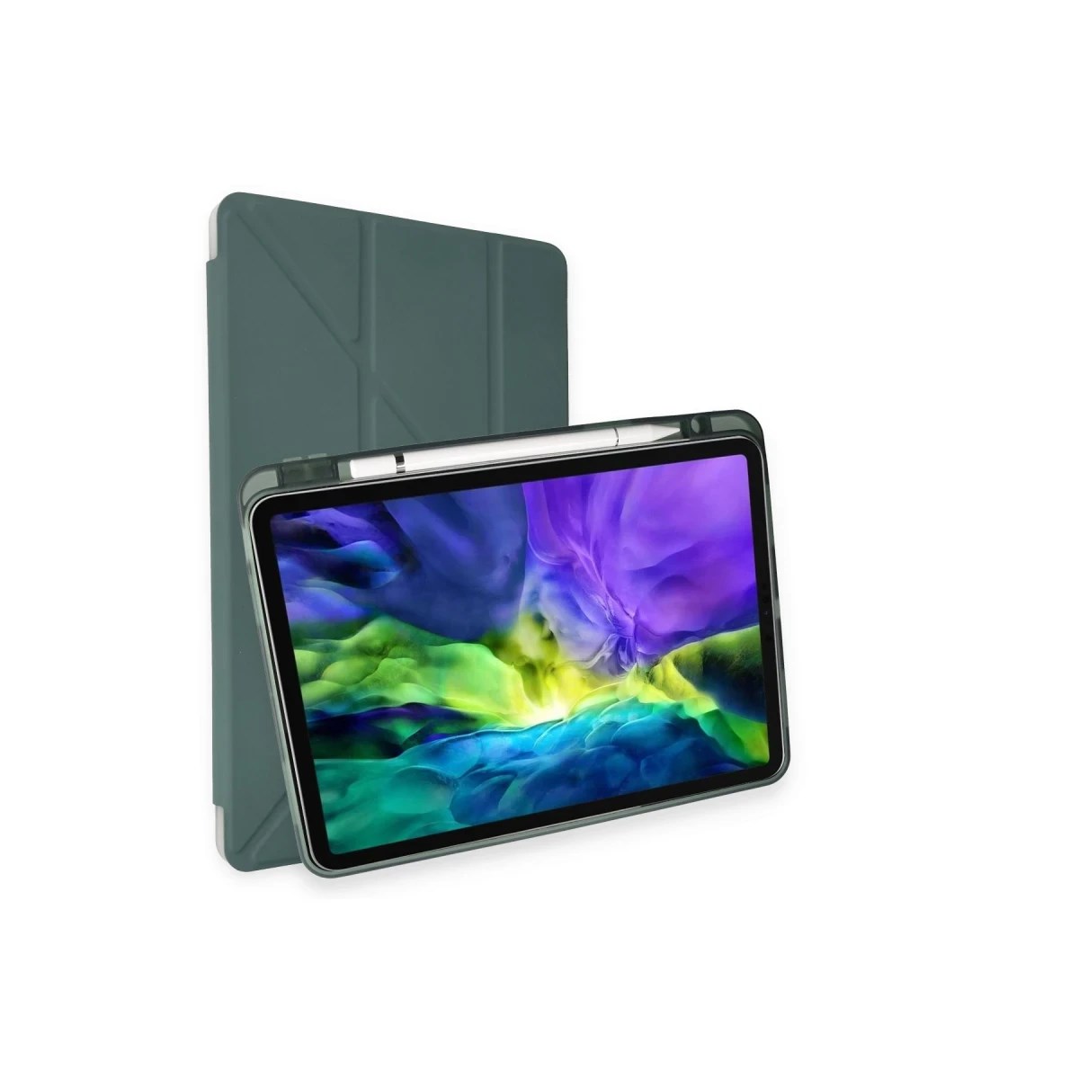 Apple iPad Pro 11 (2018) Kılıf Kalemlikli Mars Tablet Kılıfı - Koyu Yeşil