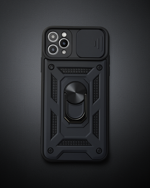 Apple İphone 11 Pro Max Kılıf Pars Lens Yüzüklü Silikon - Siyah