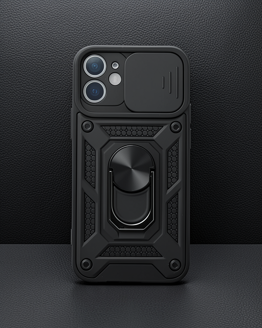Apple İphone 12 Mini Kılıf Pars Lens Yüzüklü Silikon - Siyah