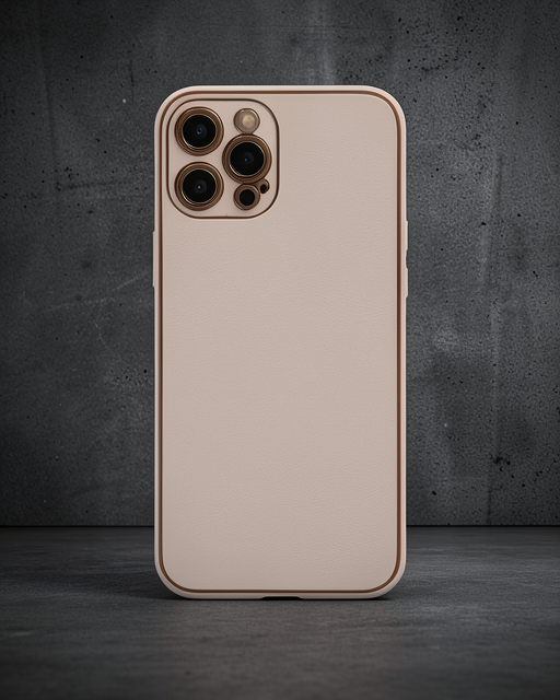 Apple İphone 12 Pro Max Kılıf Coco Deri Silikon Kapak - Pudra