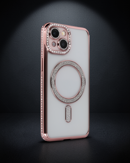 Apple İphone 13 Kılıf Joke Simli Magneticsafe Kılıf - Pembe