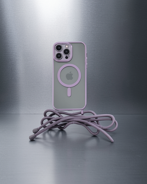 Apple İphone 13 Pro Max Kılıf Divo Lazer Askılı Magsafe Kapak - Lila