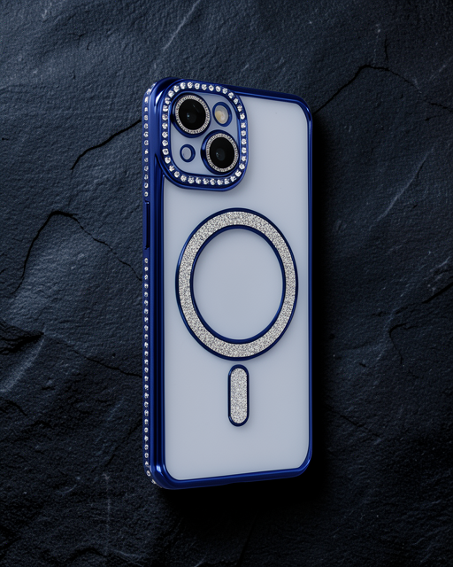 Apple İphone 14 Kılıf Joke Simli Magneticsafe Kılıf - Lacivert