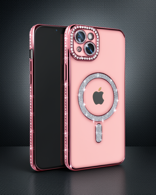 Apple İphone 14 Kılıf Joke Simli Magneticsafe Kılıf - Pembe