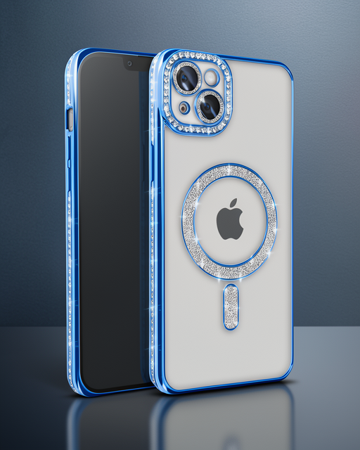Apple İphone 14 Kılıf Joke Simli Magneticsafe Kılıf - Mavi