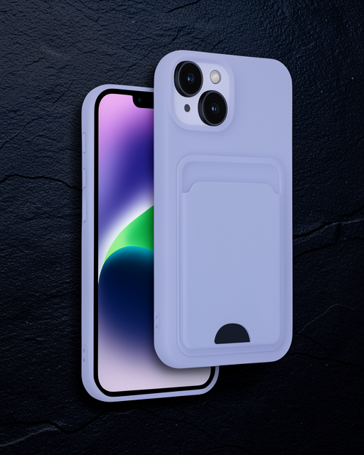 Apple İphone 14 Kılıf Kelvin Kartvizitli Silikon - Lila