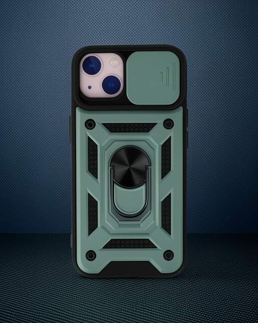 Apple İphone 14 Kılıf Pars Lens Yüzüklü Silikon - Yeşil