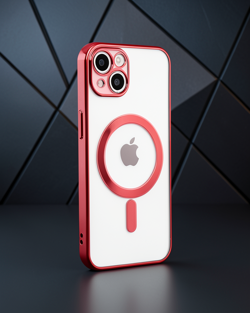Apple İphone 14 Plus Kılıf Magneticsafe Lazer Silikon - Kırmızı