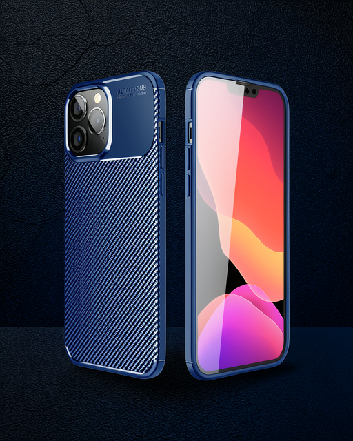 Apple İphone 14 Pro Kılıf Auto Focus Karbon Kapak - Lacivert