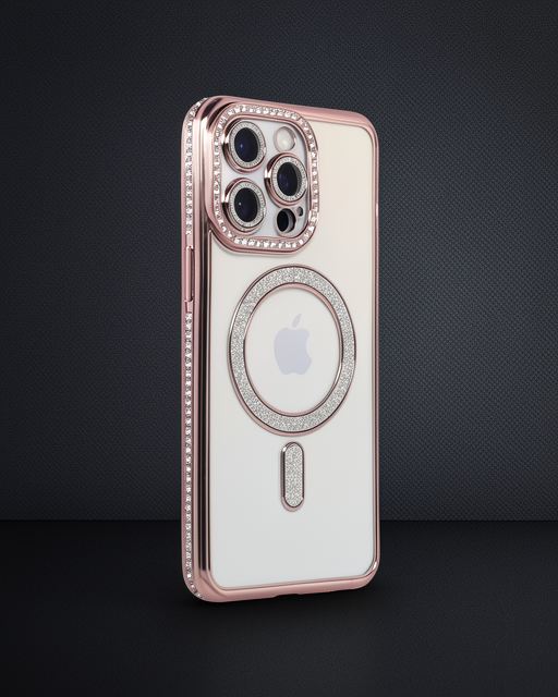 Apple İphone 14 Pro Kılıf Joke Simli Magneticsafe Kılıf - Pembe