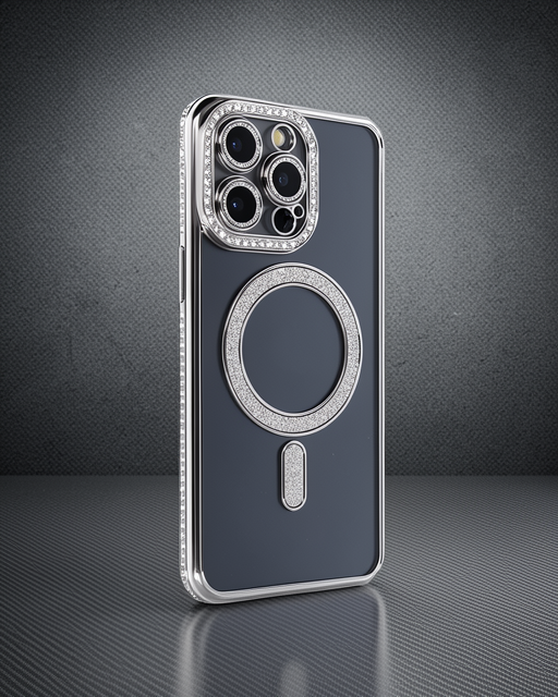 Apple İphone 14 Pro Kılıf Joke Simli Magneticsafe Kılıf - Gri
