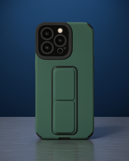 Apple İphone 14 Pro Kılıf Mega Standlı Silikon - Yeşil