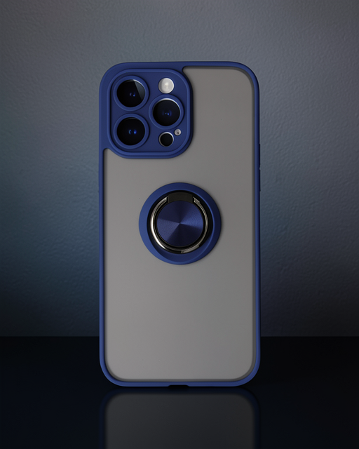 Apple İphone 14 Pro Kılıf Montreal Yüzüklü Silikon Kapak - Lacivert