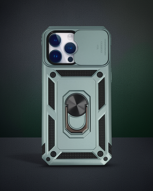 Apple İphone 14 Pro Kılıf Pars Lens Yüzüklü Silikon - Yeşil