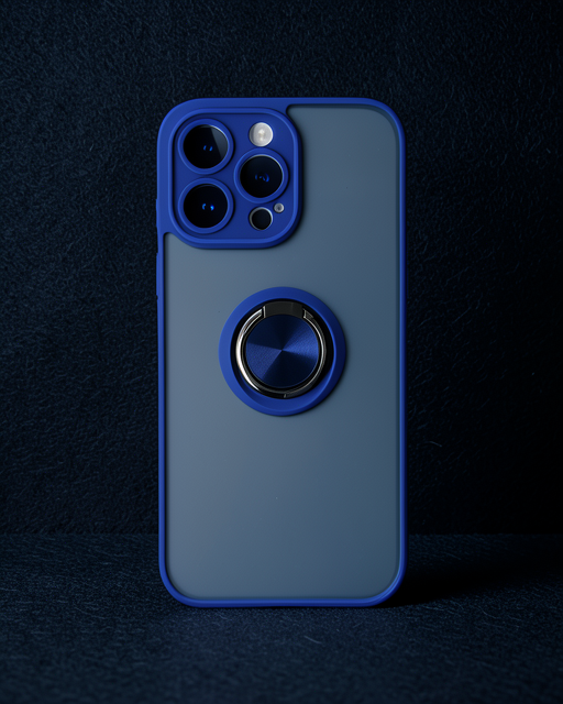 Apple İphone 14 Pro Max Kılıf Montreal Yüzüklü Silikon Kapak - Lacivert