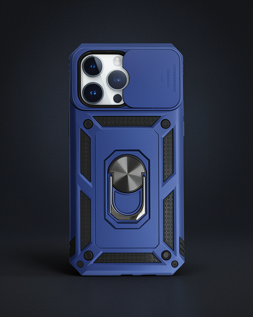 Apple İphone 14 Pro Max Kılıf Pars Lens Yüzüklü Silikon - Lacivert