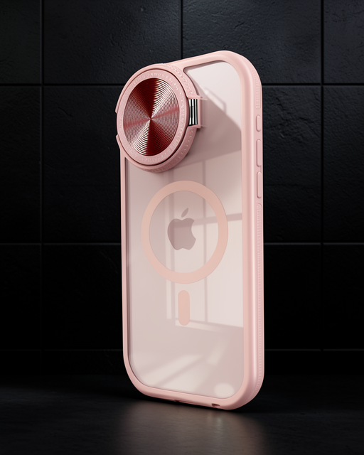 Apple İphone 15 Pro Kılıf Teleskop Lens Magsafe Silikon Kapak - Pembe