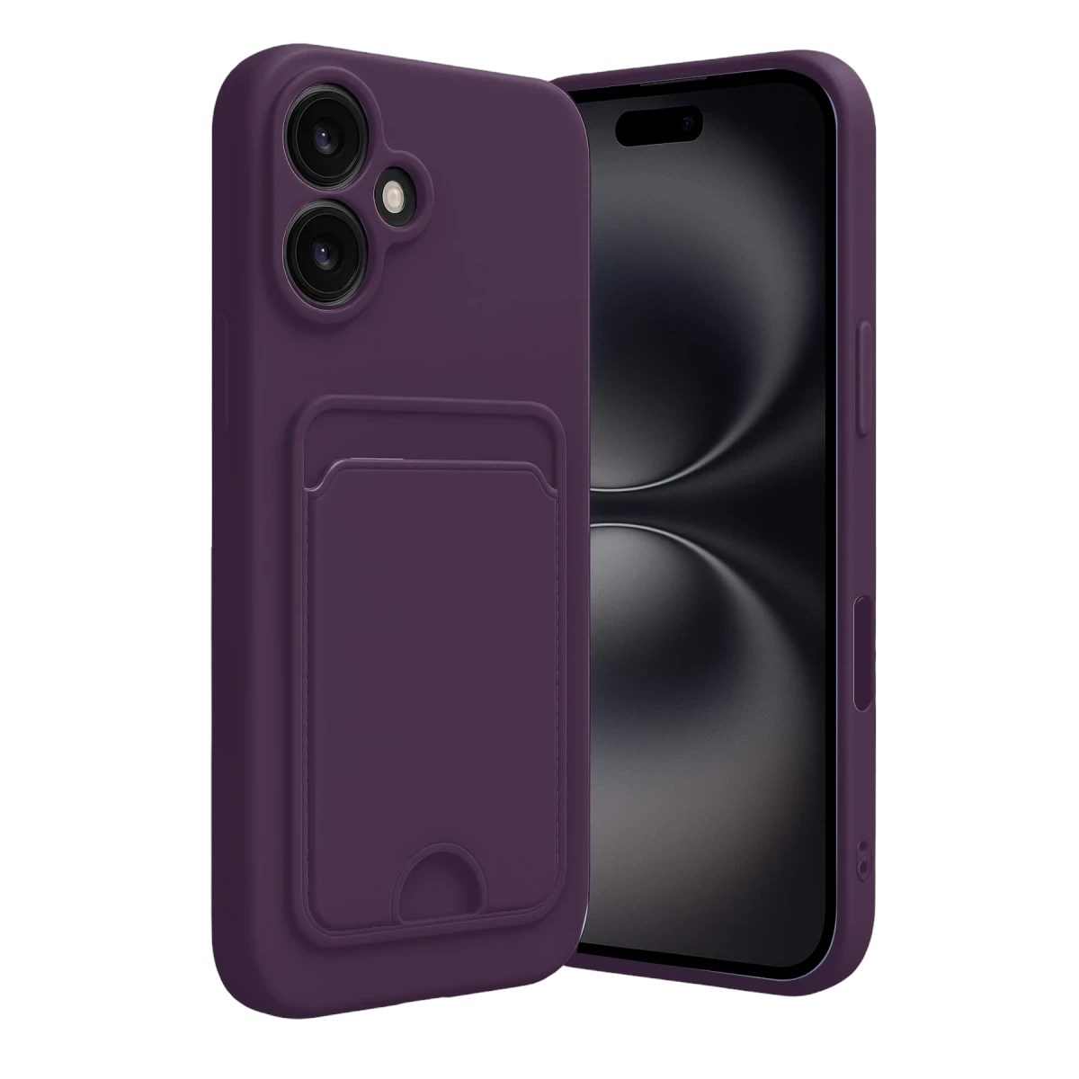 Apple iPhone 16 Kılıf Kelvin Kartvizitli Silikon - Derin Mor