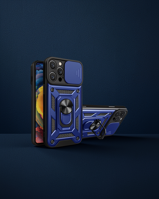 Apple İphone 16 Pro Max Kılıf Pars Lens Yüzüklü Silikon - Lacivert