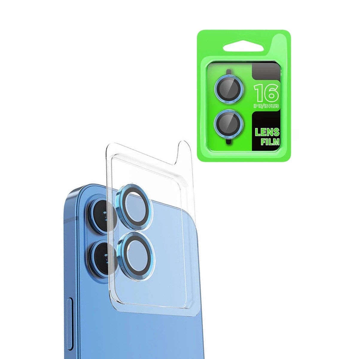 Apple iPhone 16 Uyumlu Raze Metal Kamera Lens - Lacivert
