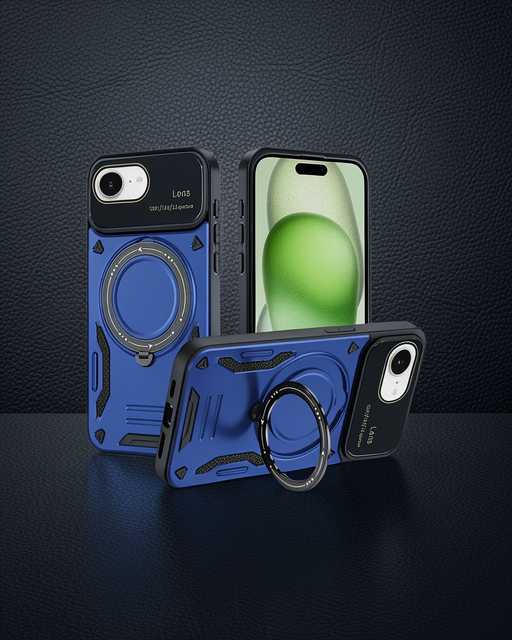 Apple İphone 16e Kılıf Joy Lens Standlı Kapak - Lacivert