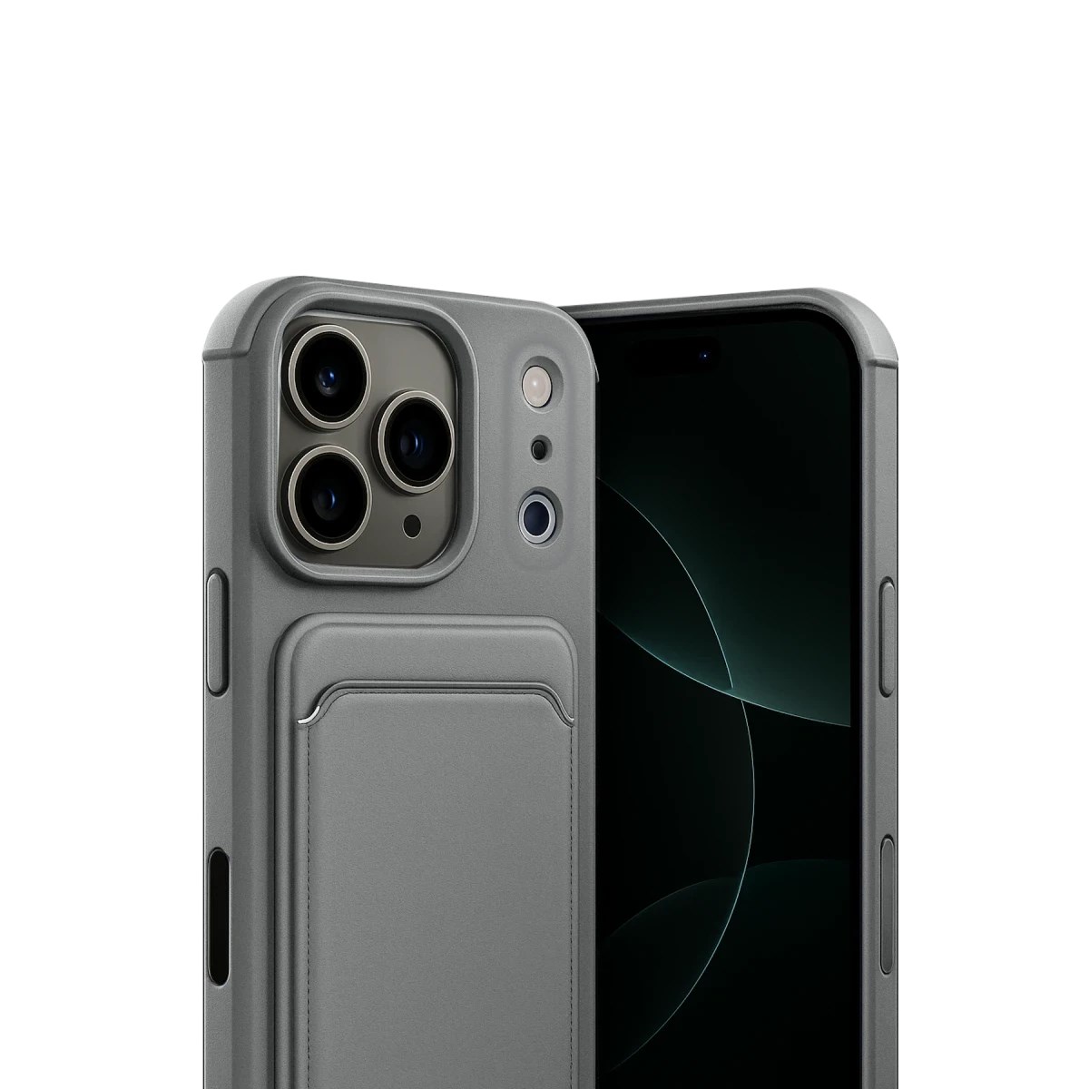 Apple iPhone 17 Pro Max Kelvin Kartvizitli Silikon - Gri