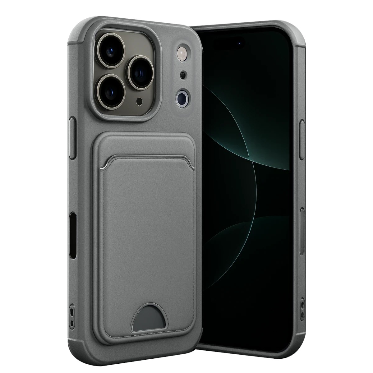 Apple iPhone 17 Pro Max Kelvin Kartvizitli Silikon - Gri