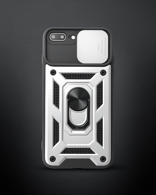 Apple İphone 7 Plus Kılıf Pars Lens Yüzüklü Silikon - Gümüş