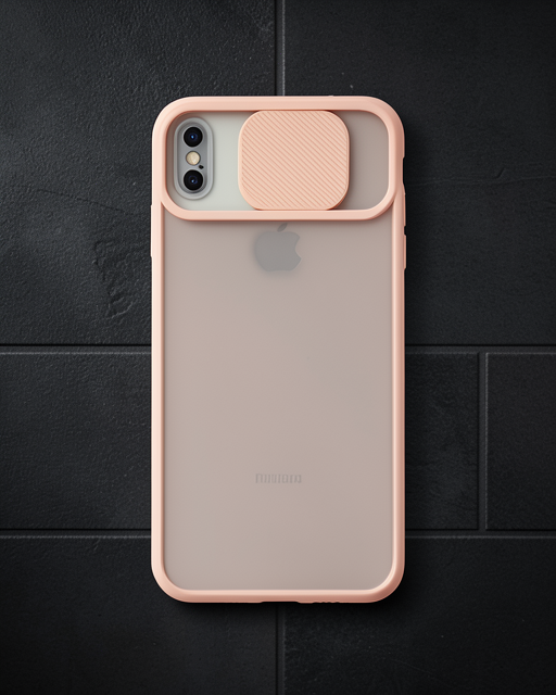 Apple İphone X Kılıf Palm Buzlu Kamera Sürgülü Silikon - Pembe