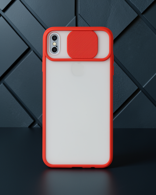 Apple İphone Xs Max Kılıf Palm Buzlu Kamera Sürgülü Silikon - Kırmızı