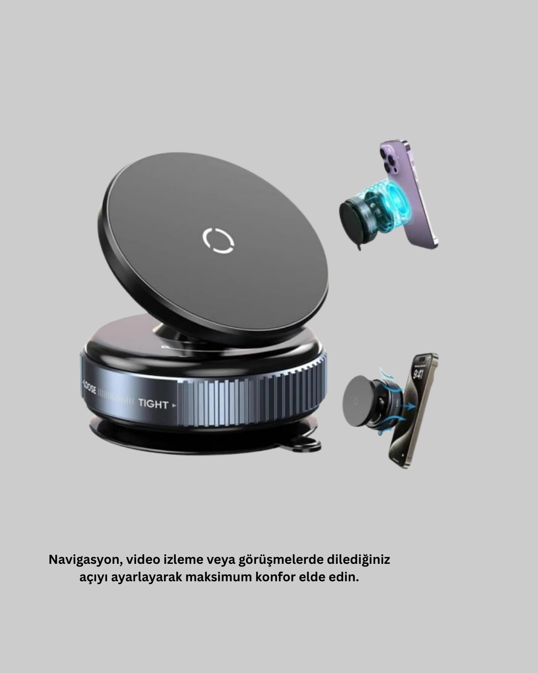 Araç İçi Telefon Tutucu Güçlü Manyetik Vakumlu Model