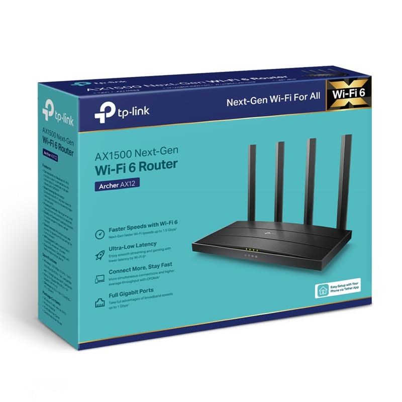 ARCHER AX12 AX1500 WI-FI6 4 PORT GIGABIT 2.4/5GHZ DUAL BAND ROUTER