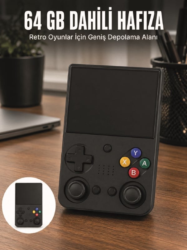 aşınabilir Retro El Oyun Konsolu 64GB Hafızalı IPS Ekranlı  Oyun Cihazı
