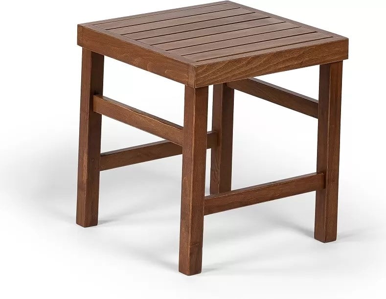 Atina Sabit Sehpa 40X40 - Dış Mekan Kare Ahşap Bahçe, Balkon Sehpası