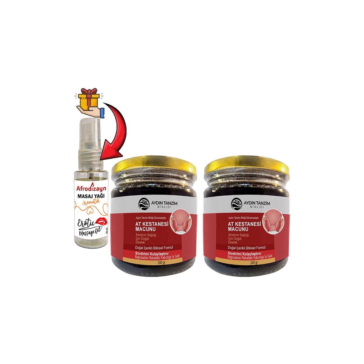 Atkestanesi Macunu 2 Kutu Aydın Tanzim Birliğinden 240 gr Macun + Çörek Otu Masaj Yağı 30 ml