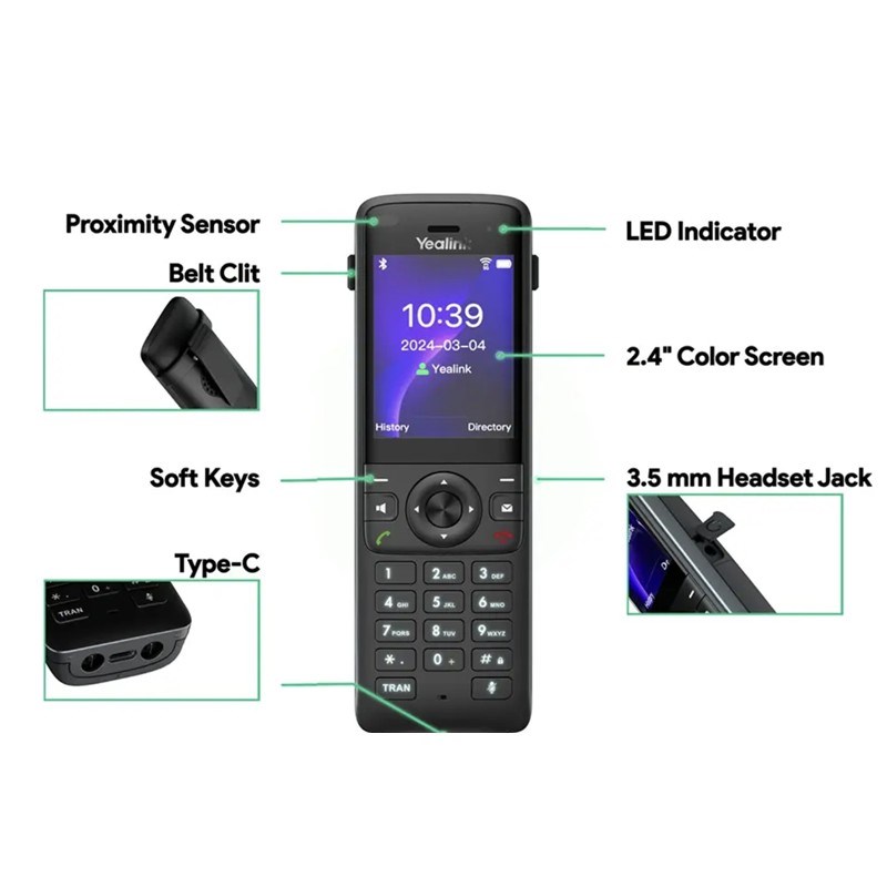 AX83H 2.4 INC RENKLİ EKRAN HD SES GÖRÜLTÜ ENGELLEME WIFI 6 IP DECT TELEFON
