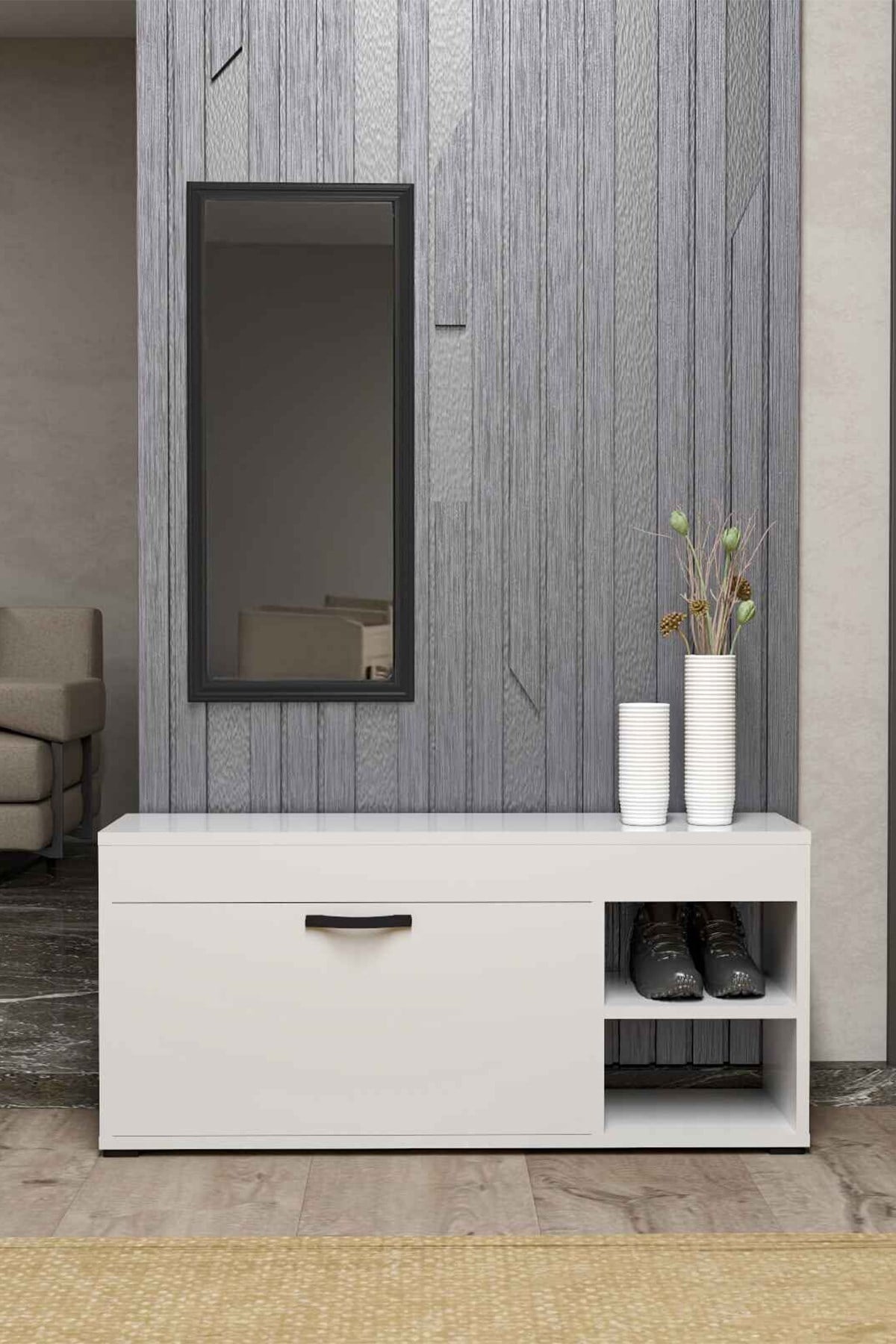 Ayakkabılık Dolabı Beyaz 90 cm