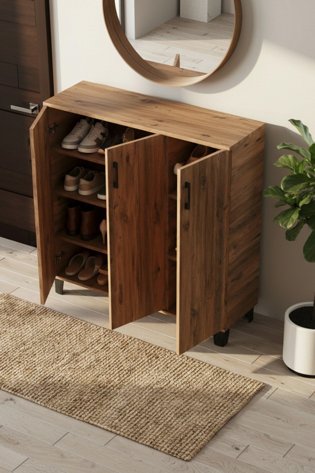 Ayakkabılık Dolabı Kahverengi 105 cm